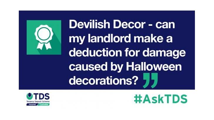 Image with Devilish Decors testimonial saying: can my landlord make a deduction for damaged caused by Halloween decorations?