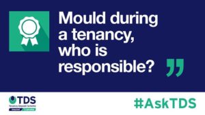 Image saying "#AskTDS: "Mould during a tenancy, who is responsible?"